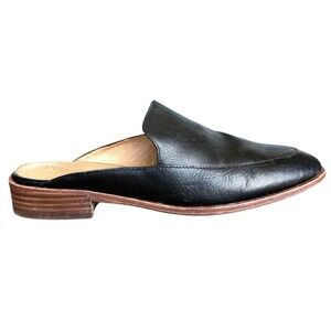 SOLD Madewell The Frances Black Leather Skimmer Slip On Mules Size 9 K4443